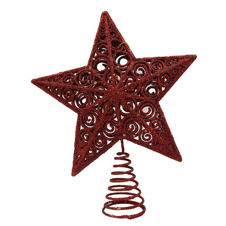 Varf Decorativ De Brad, In Forma De Stea, Design Spiralat, Din Plastic/Metal, Interior/Exterior