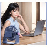 Ventilator 2in1, Vivimall, de Masa/de Perete, Incarcare USB, 3.7 V, 4.5 W, 1200 mAh, 17.5 x 17 x 7.6 cm, Albastru Fumuriu