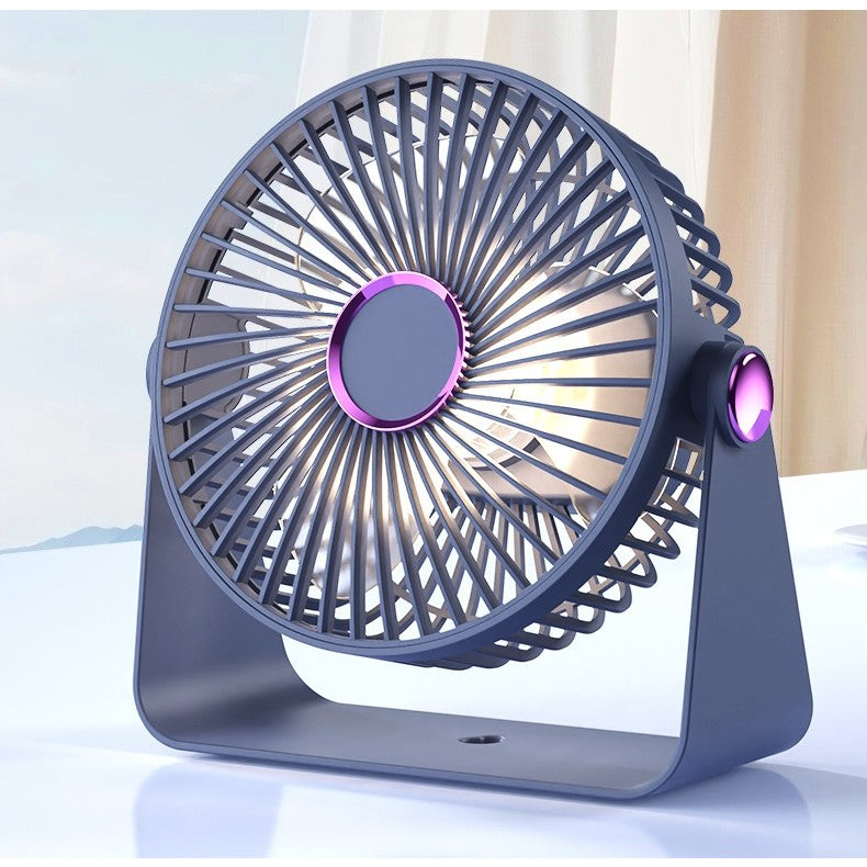 Ventilator 2in1, Vivimall, de Masa/de Perete, Incarcare USB, 3.7 V, 4.5 W, 1200 mAh, 17.5 x 17 x 7.6 cm, Albastru Fumuriu