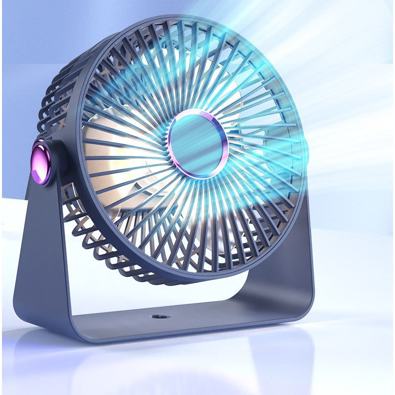 Ventilator 2in1, Vivimall, de Masa/de Perete, Incarcare USB, 3.7 V, 4.5 W, 1200 mAh, 17.5 x 17 x 7.6 cm, Albastru Fumuriu