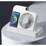 Ventilator 2in1, Flippy, Functie Incarcare Telefon Wireless, 100 Trepte de Viteza, 2400 mAh, 5V, 2A, 25 x 16.5 x 24 cm, Alb - vivimall.ro