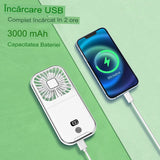 Ventilator Portabil 3 In 1, De Mana, De Gat, De Birou, 16.7 X 8 X 1.9 Cm, 3 Trepte De Viteza, Incarcare Usb, Pliabil, Afisaj Digital, Suport Telefon - vivimall.ro
