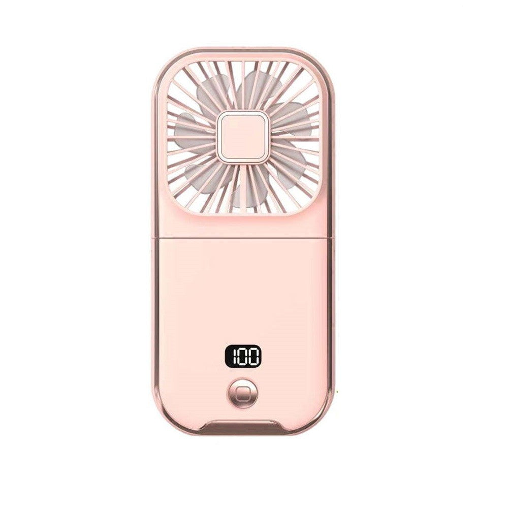 Ventilator Portabil 3 In 1, De Mana, De Gat, De Birou, 16.7 X 8 X 1.9 Cm, 3 Trepte De Viteza, Incarcare Usb, Pliabil, Afisaj Digital, Suport Telefon - vivimall.ro