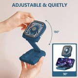 Ventilator Portabil 3 In 1, De Mana, De Gat, De Birou, 16.7 X 8 X 1.9 Cm, 3 Trepte De Viteza, Incarcare Usb, Pliabil, Afisaj Digital, Suport Telefon - vivimall.ro