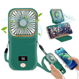 Ventilator Portabil 3 In 1, De Mana, De Gat, De Birou, 16.7 X 8 X 1.9 Cm, 3 Trepte De Viteza, Incarcare Usb, Pliabil, Afisaj Digital, Suport Telefon - vivimall.ro