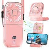 Ventilator Portabil 3 In 1, De Mana, De Gat, De Birou, 16.7 X 8 X 1.9 Cm, 3 Trepte De Viteza, Incarcare Usb, Pliabil, Afisaj Digital, Suport Telefon - vivimall.ro