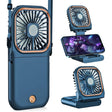 Ventilator Portabil 3 In 1, De Mana, De Gat, De Birou, 16.7 X 8 X 1.9 Cm, 3 Trepte De Viteza, Incarcare Usb, Pliabil, Afisaj Digital, Suport Telefon - vivimall.ro