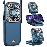 Ventilator Portabil 3 In 1, De Mana, De Gat, De Birou, 16.7 X 8 X 1.9 Cm, 3 Trepte De Viteza, Incarcare Usb, Pliabil, Afisaj Digital, Suport Telefon - vivimall.ro