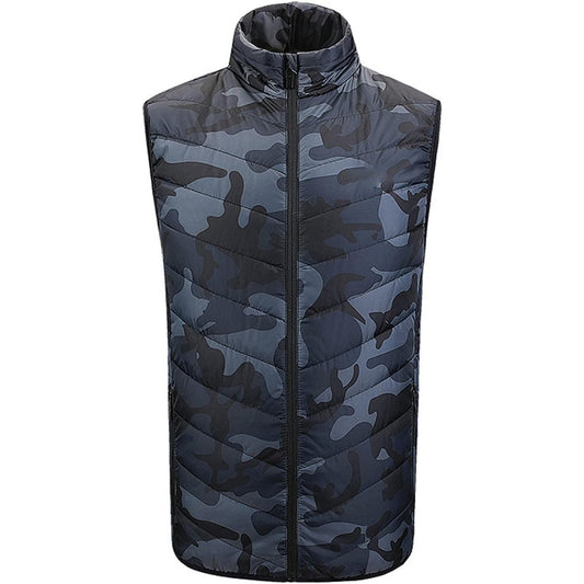 Vesta cu Incalzire, Vivimall, Unisex, 2 Zone de Incalzire, Umplutura Bumbac, 3 Trepte de Temperatura, Incarcare USB, Albastru, 45 - 50 kg, Marime M - vivimall.ro