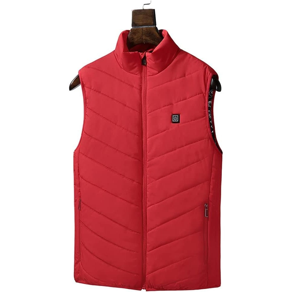 Vesta cu Incalzire, Flippy, Unisex, 2 Zone de Incalzire, Umplutura Bumbac, 3 Trepte de Temperatura, Incarcare USB, Rosu, 74 - 84 kg, Marime XXXL - vivimall.ro