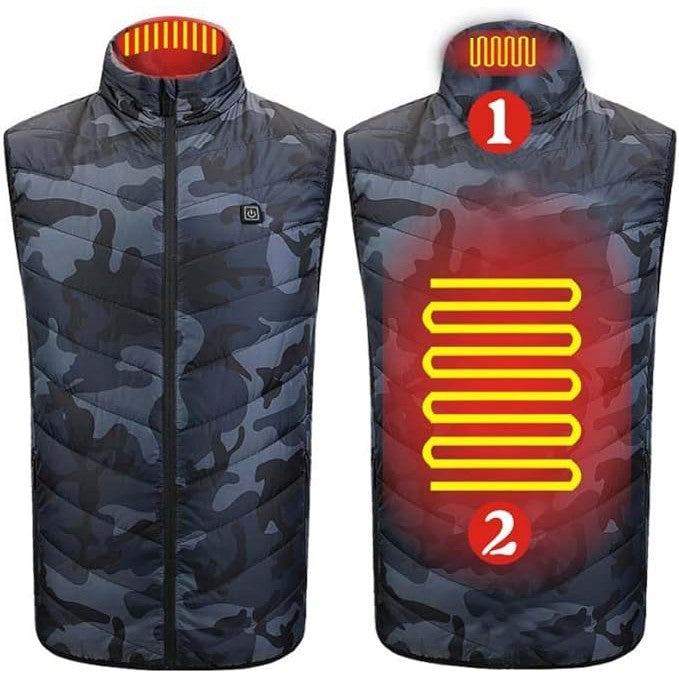 Vesta cu Incalzire, Flippy, Unisex, 2 Zone de Incalzire, Umplutura Bumbac, 3 Trepte de Temperatura, Incarcare USB, Albastru, 45 - 58 kg, Marime L - vivimall.ro