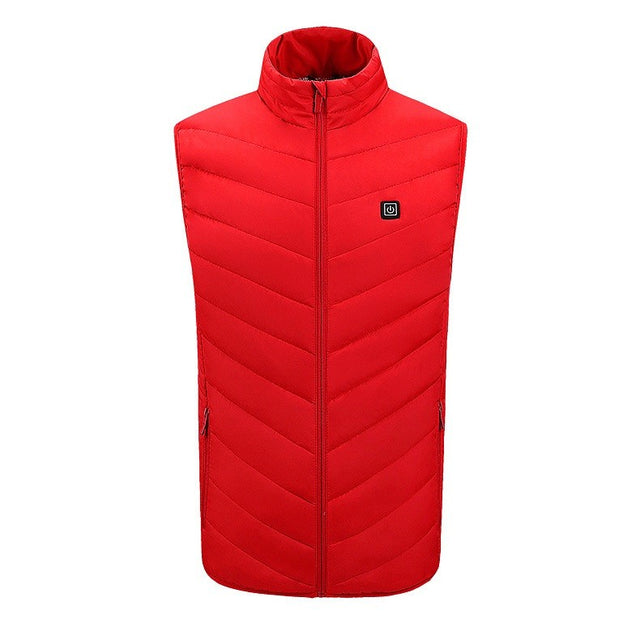 Vesta cu Incalzire, Flippy, Unisex, 2 Zone de Incalzire, Umplutura Bumbac, 3 Trepte de Temperatura, Incarcare USB, Rosu, 45 - 50 kg, Marime M - vivimall.ro