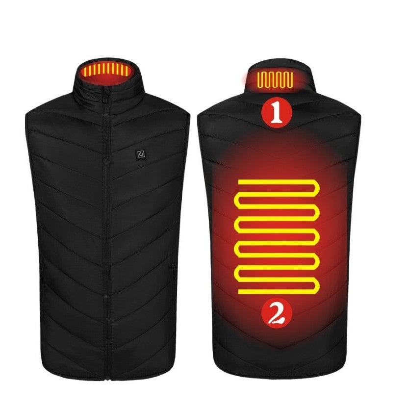 Vesta Inteligenta Incalzita, Flippy, Unisex, 2 Zone de Incalzire, Umplutura Bumbac, 3 Trepte de Temperatura, Incarcare USB, Negru, 58 - 65 kg, Marime XL