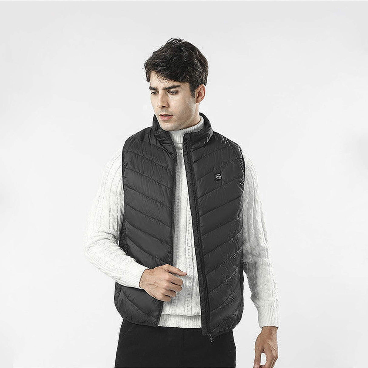 Vesta Inteligenta Incalzita, Flippy, Unisex, 2 Zone de Incalzire, Umplutura Bumbac, 3 Trepte de Temperatura, Incarcare USB, Negru, 65 - 75 kg, Marime XXL