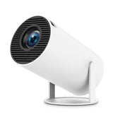 Videoproiector portabil HY300PRO+ cilindric alb, vedere frontală, Full HD 1920x1080, Android 13