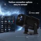 HY320 Mini videoproiector portabil în utilizare gaming, compatibil Android iOS Windows