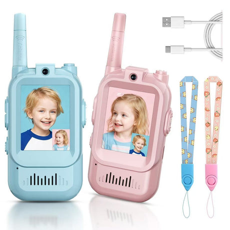 Set 2 Walkie-Talkie pentru Copii, Vivimall, Roz si Albastru, Text in Engleza - vivimall.ro