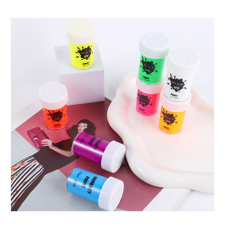 Vopsea pentru Fata si Corp, Vivimall, cu Pigment Fosforescent UV, 15 ml, Albastru - vivimall.ro