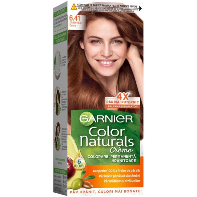 Vopsea de păr Garnier Color Naturals nuanța 6/41 Chihlimbar Dulce, vedere frontală cutie produs