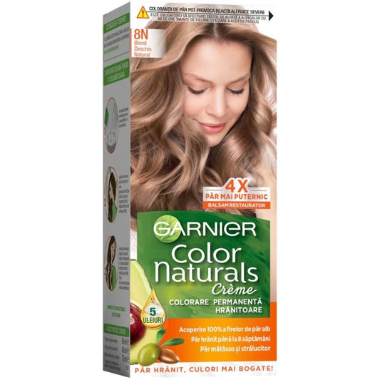 Vopsea de păr Garnier Color Naturals nuanța 8N Blond Deschis Natural, vedere frontală cutie produs
