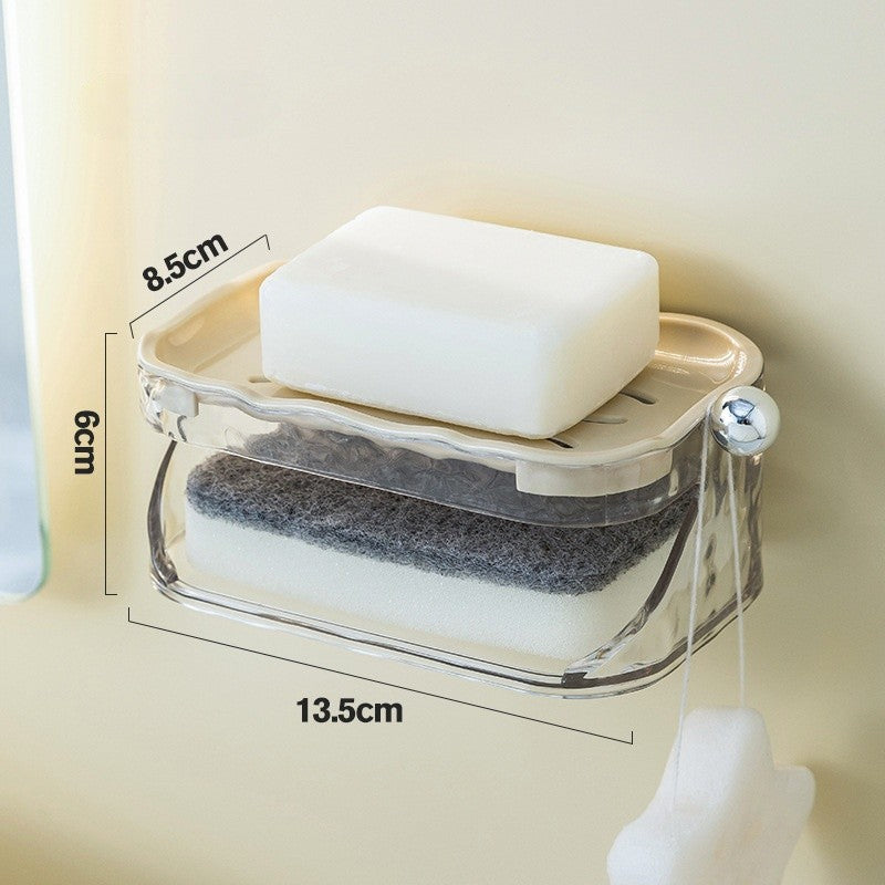 Savoniera Dubla, Flippy, 2 Straturi, Instalare fara Perforare, Agatatoare Burete, 13.5 x 8.5 x 6 cm, Bej