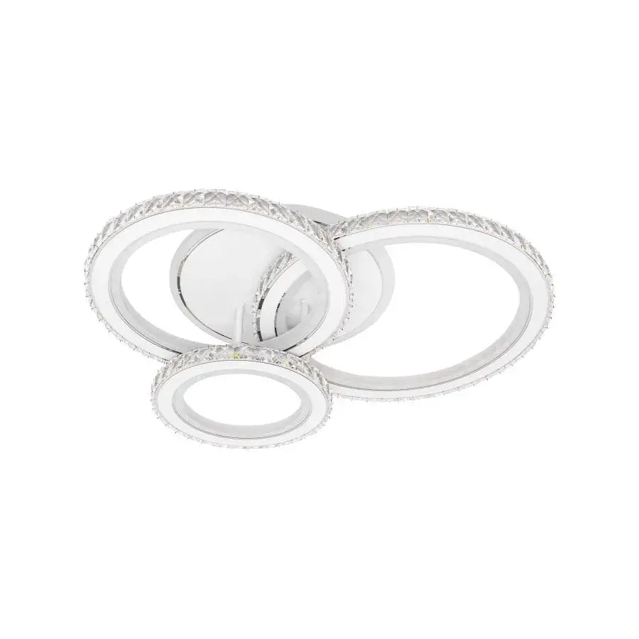 Lustra Led Cu Telecomanda Si Cristal Nova Rotonda Rgb, 3 Cercuri, Lumina Rece/Calda/Neutra, Dimabila - vivimall.ro