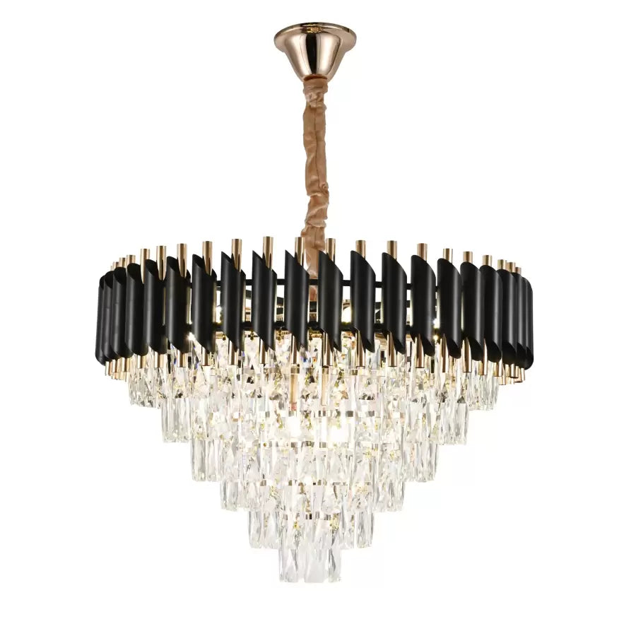 Candelabru Cristal Versailles Magno 8Xe27, Diametru 60Cm, Lucios Si Negru - vivimall.ro