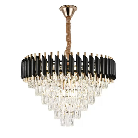 Candelabru Cristal Versailles Magno 8Xe27, Diametru 60Cm, Lucios Si Negru - vivimall.ro