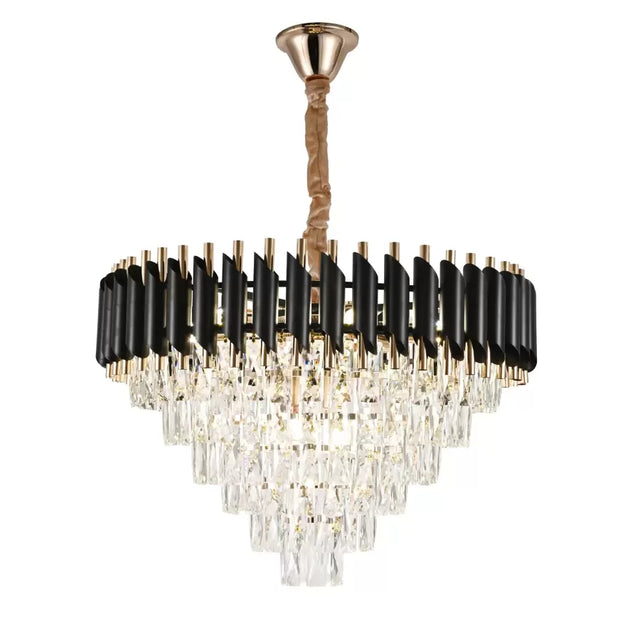 Candelabru Cristal Versailles Magno 8Xe27, Diametru 60Cm, Lucios Si Negru - vivimall.ro