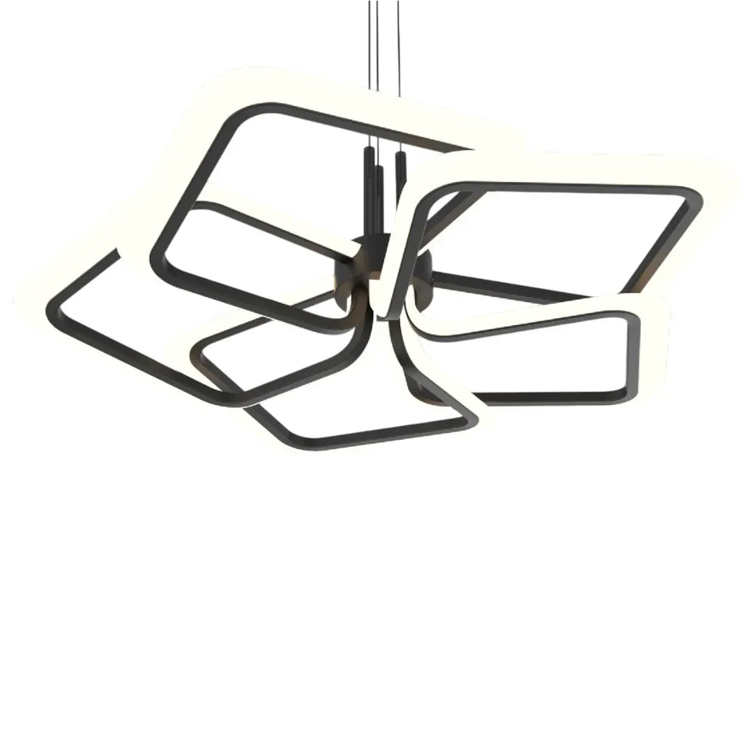 Lustra Led Suspendata Cu Telecomanda Rimini, 5 Patrate, Lumina Rece/Calda/Neutra, Dimabila - vivimall.ro