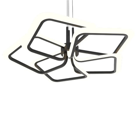 Lustra Led Suspendata Cu Telecomanda Rimini, 5 Patrate, Lumina Rece/Calda/Neutra, Dimabila - vivimall.ro