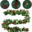Ghirlandă brad artificial Vivimall cu 50 LED-uri și decorațiuni festive, 270 cm, culoare verde, vedere frontală