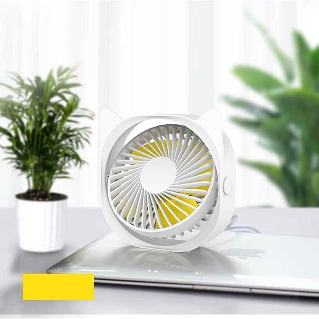 Mini Ventilator Pentru Birou Cu Usb, Rotire 360 Grade, 3 Viteze, 13.5 X 12,8 Cm - vivimall.ro