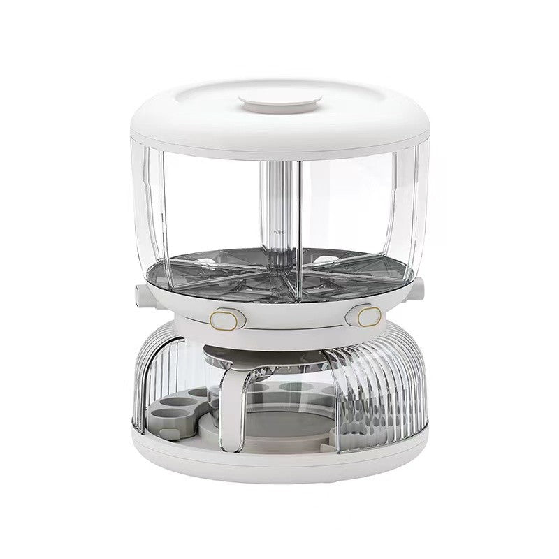 Dozator Etajat De Cereale Rotativ 360, 6 Compartimente, Capacitate 10L, Cofrag Special Pentru Oua, Vas Pentru Scurgerea Cerealelor