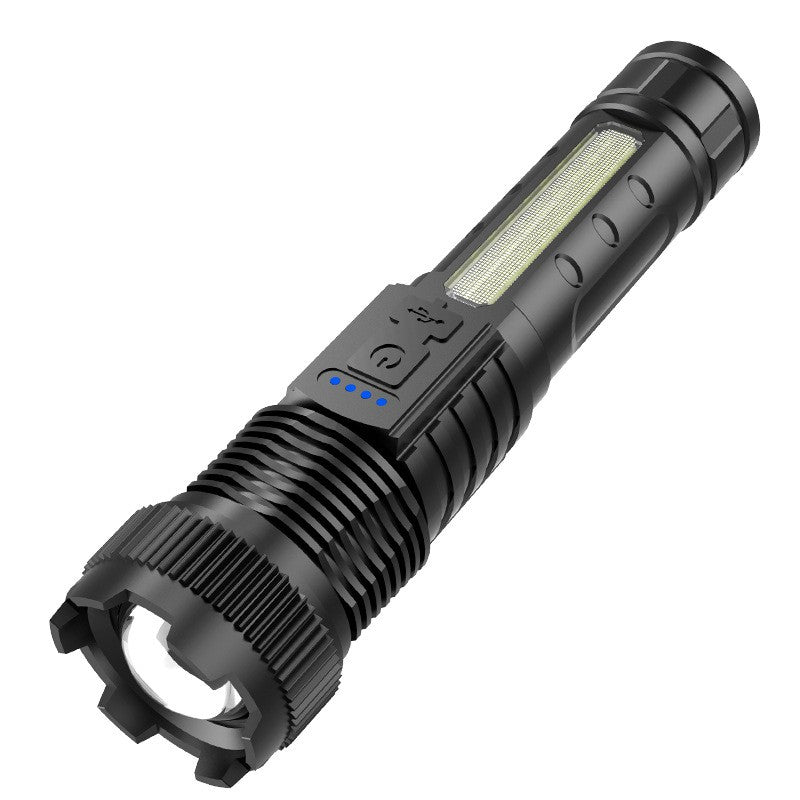 Lanterna Led Telescopica, Incarcare Usb, Raza 200 M, 100W, 2 Surse De Lumina, 1200 Mah