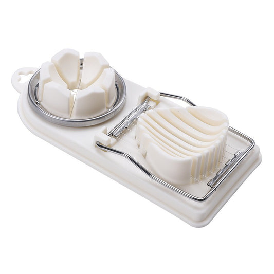 Feliator multifunctional Vivimall pentru oua, mozzarela, fructe, 2 forme de feliere, agatatoare, 20 cm, Alb - vivimall.ro