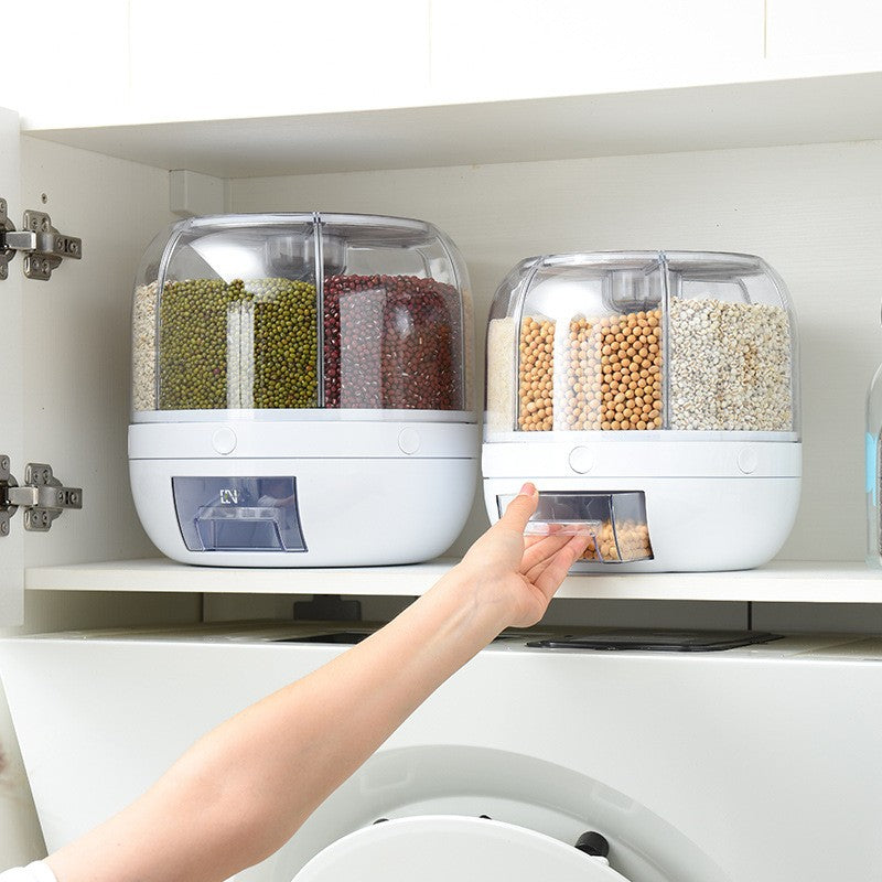 Dozator De Cereale Rotativ 360, 6 Compartimente, Capacitate 3 L, Rezistent La Umezeala, Inchidere Etansa - vivimall.ro