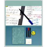 Set Agenda A5 Reutilizabila Cu Pagini Tip Tabla, Agenda Pagini Albe Cu Stergere Uscata, 3 Markere, 1 Burete Si 1 Laveta De Sters, Portabila, Coperta Piele