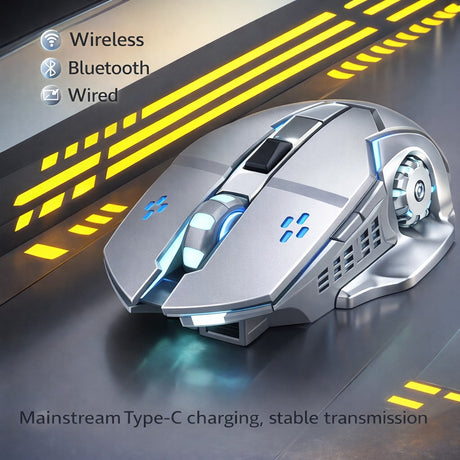 Mouse Gaming Wireless, Flippy, Bluetooth, 2.4GHz, 3600dpi, Reincarcabil, 3,4 x 7,7 cm, Gri - vivimall.ro
