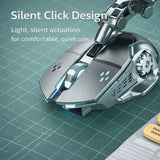Mouse gaming Flippy gri, vedere laterală dreapta, butoane silențioase și scroll de precizie