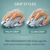 Mouse wireless Flippy gri, vedere din spate, port reîncărcare și receptor 2.4GHz inclus