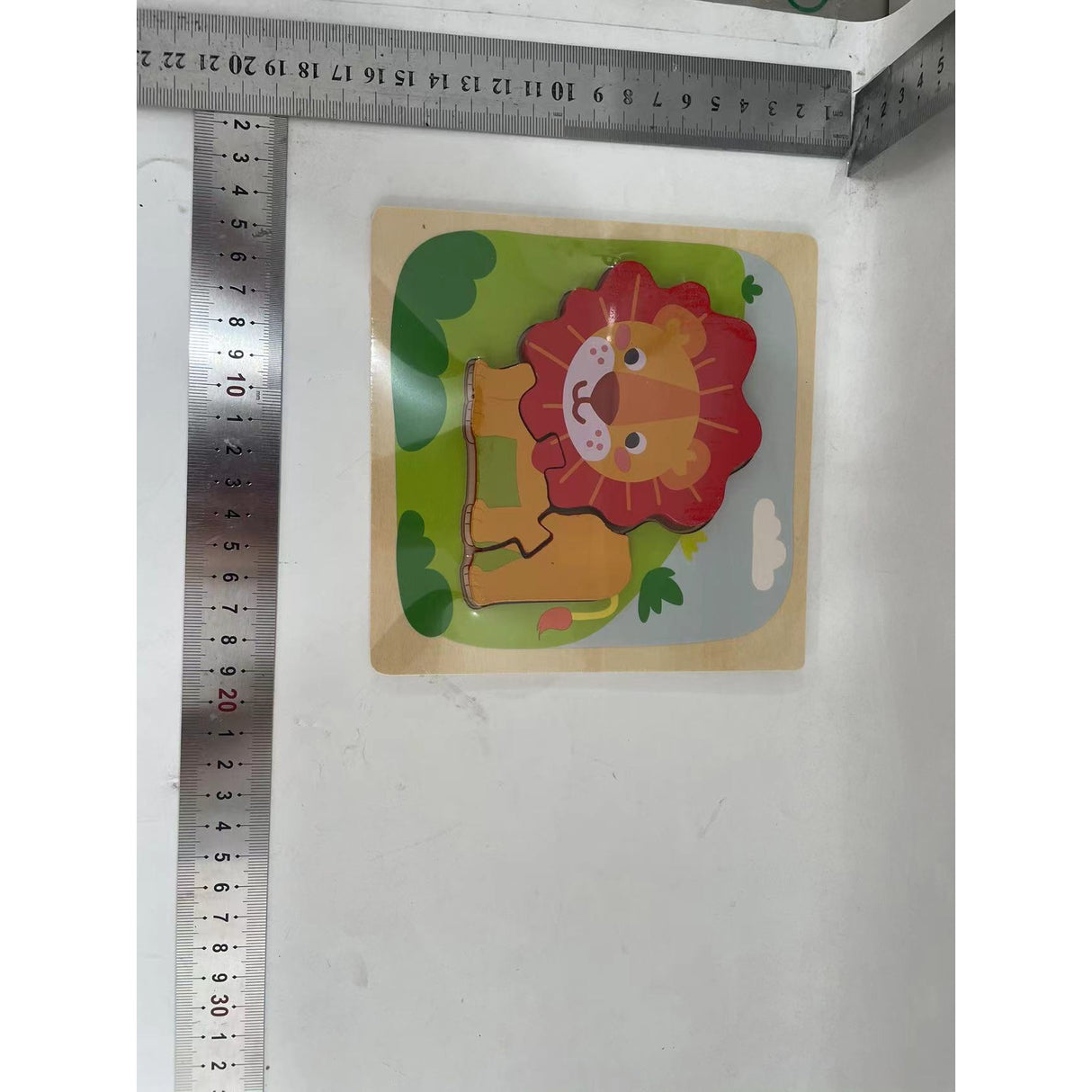 Puzzle Montessori din Lemn pentru Copii, Flippy, 3D, 0-3 Ani, Model Leu, Educativ, Intuitiv, Creativ, 3 Piese, 15x15x0.5 cm, Multicolor