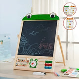 Tablă magnetică pliabilă Flippy deschisă cu accesorii complete: cretă, marker, litere, cifre