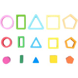 Jucarie Montessori Din Lemn, Tip Puzzle, Cu 5 Forme Asimetrice, 15 Piese, Educativa, Interactiva, Creativa, Model Forme Geometrice, Materiale Non Toxice, +2 Ani, 29X6.5 Cm, Multicolor - vivimall.ro