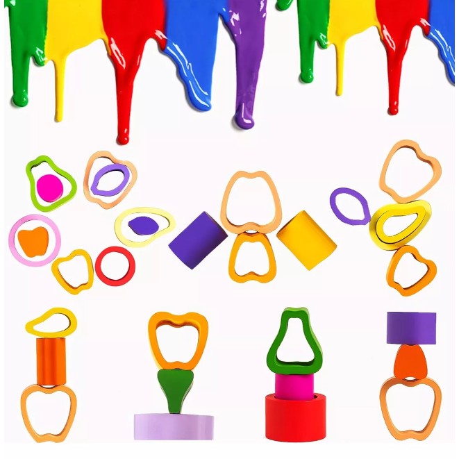 Jucarie Montessori Din Lemn, Tip Puzzle, Cu 5 Forme Asimetrice, 15 Piese, Model Fructe, Educativa, Interactiva, Creativa, Materiale Non Toxice, +2 Ani, 29X6.5 Cm, Multicolor - vivimall.ro