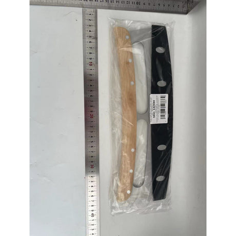 Taietor Feliator de Pizza, Vivimall, din Otel Inoxidabil, cu Capac, Maner din Lemn, Antialunecare, Lama Neteda si Ascutita, 34x10 cm, Maro - vivimall.ro