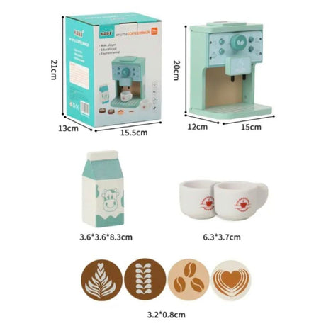 Accesorii incluse în setul Flippy Micul Barista – capsule și ustensile din lemn pentru joc Montessori