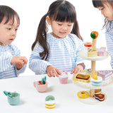 Jucarie Educativa Montessori din Lemn, Flippy, Set de Joaca Interactiv, Model Etajera cu 3 Niveluri pentru Deserturi si Prajituri, Dezvolta Motricitatea si Imaginatia, 3ani+, Multicolor - vivimall.ro