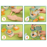 Copil jucându-se cu setul de bucătărie din lemn Flippy, joc de rol Montessori interactiv