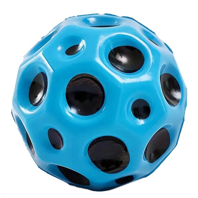Minge saltăreață Space Moon Ball hiperelastică albastră, diametru 66 mm, vedere frontală
